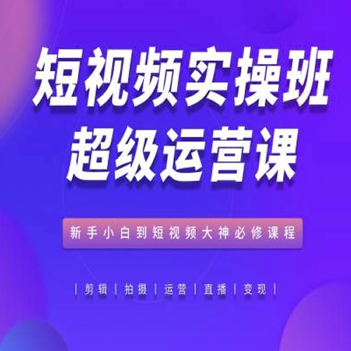短视频实操班超级运营课,新手小白到短视频大神必修,抖音电商教程