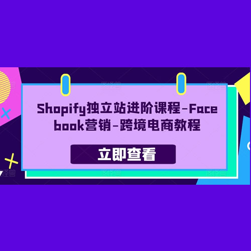  [跨境电商教程]Shopify独立站进阶课程 Facebook营销
