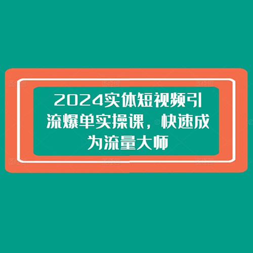 2024实体短视频引流爆单实操课，快速成为流量大师